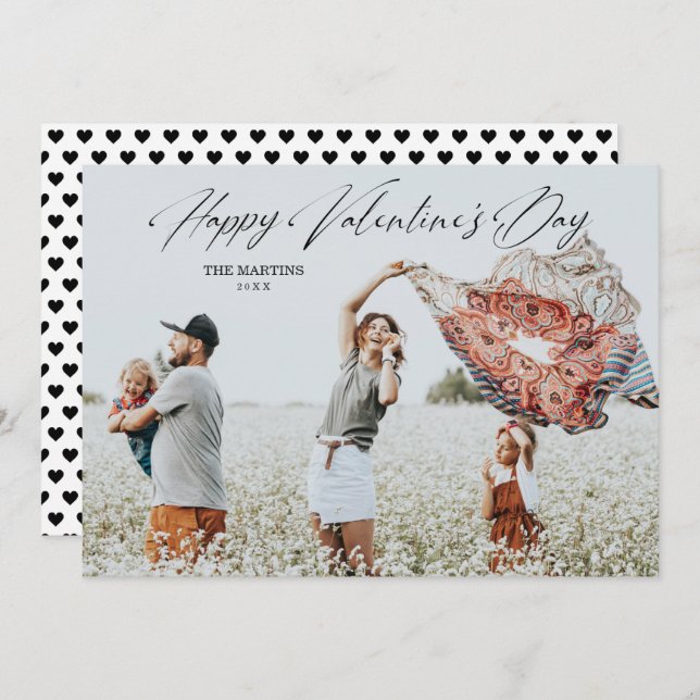 Tarjeta Festiva Whimsical Happy Valentine Day Script Photo (Anverso / Reverso)