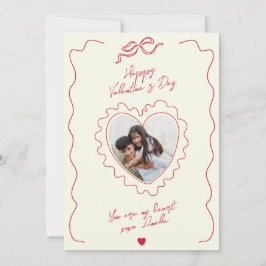 Tarjeta Festiva Whimsical Heart Photo Bow Frame Love Valentines
