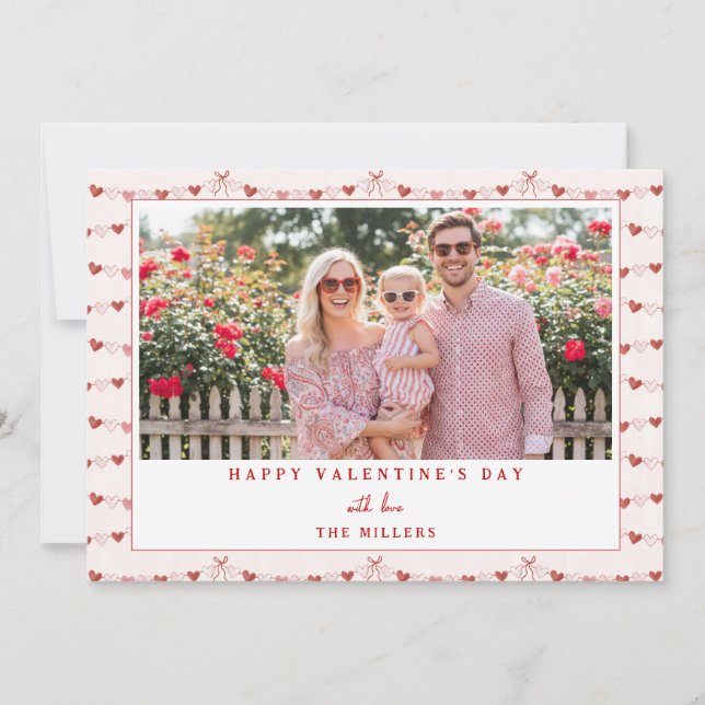 Tarjeta Festiva Whimsical Hearts Happy Valentine's Day Photo Card (Anverso)