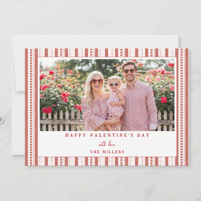 Tarjeta Festiva Whimsical Hearts Happy Valentine's Day Photo Card (Anverso)