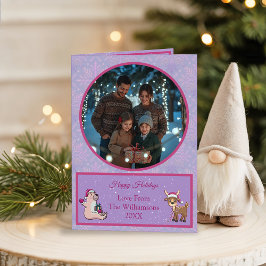 Tarjeta Festiva Whimsical Lilac Holiday Photo Folded Holiday Card