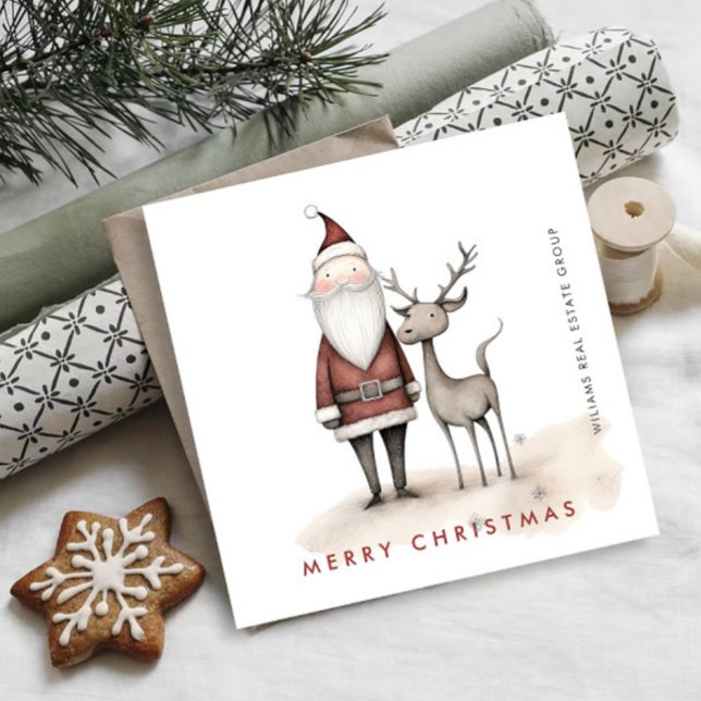Tarjeta Festiva Whimsical Minimalista Santa Claus Navidades Compan (Subido por el creador)
