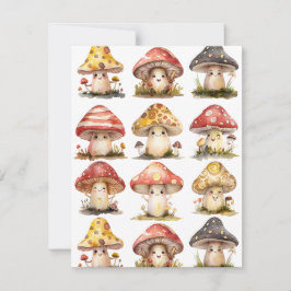 Tarjeta Festiva Whimsical Mushies