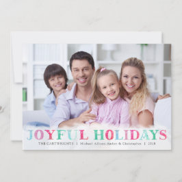 Tarjeta Festiva Whimsical Pastel JOYFUL HOLIDAYS One Photo