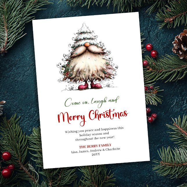 Tarjeta Festiva Whimsical Quirky Santa Christmas Greeting Card (Whimsical Quirky Santa Christmas Greeting Card)