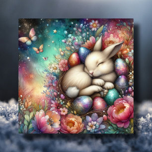 Tarjeta Festiva Whimsical Rainbow Watercolor Bunny Easter