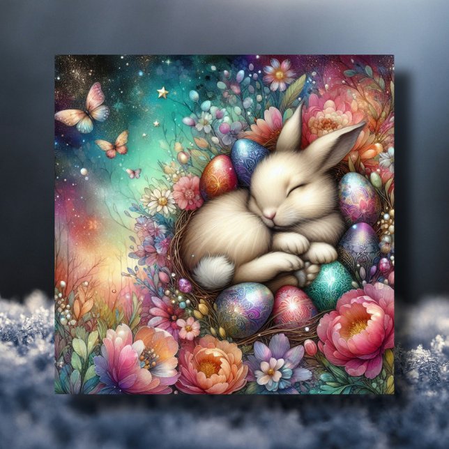 Tarjeta Festiva Whimsical Rainbow Watercolor Bunny Easter (Subido por el creador)