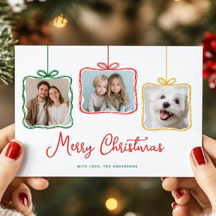 Tarjeta Festiva Whimsical Red Green Gift Box Photo