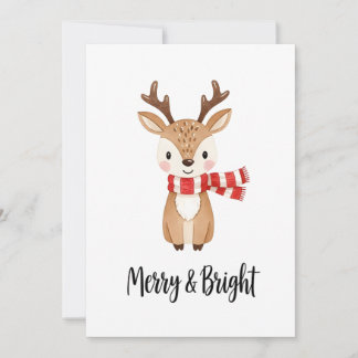 Tarjeta Festiva Whimsical Reindeer Watercolor Christmas Card