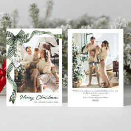 Tarjeta Festiva Whimsical Sage Green Christmas Bow Ribbon 2 Photo