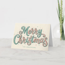 Tarjeta Festiva Whimsical Snowy Script Merry Christmas