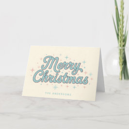 Tarjeta Festiva Whimsical Starburst Script Merry Christmas