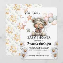 Tarjeta Festiva Whimsical Teddy Bear Baby Shower Invitation