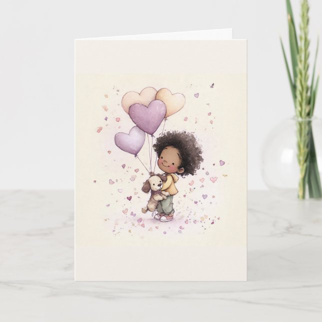 Tarjeta Festiva Whimsical Valentine Greeting Card – Watercolor (Anverso)