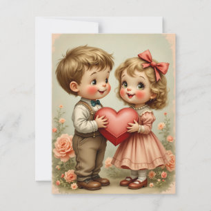 Tarjeta Festiva Whimsical Vintage Valentine Day