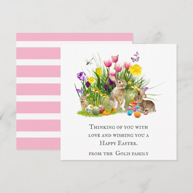 Tarjeta Festiva Whimsical Watercolor Bunny Collage Easter (Anverso / Reverso)