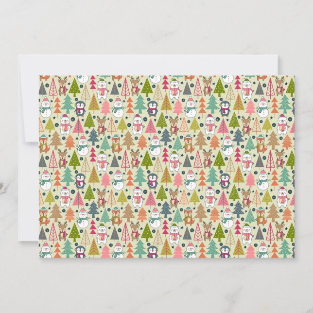 Tarjeta Festiva Whimsical Winter Forest Friends (Anverso)