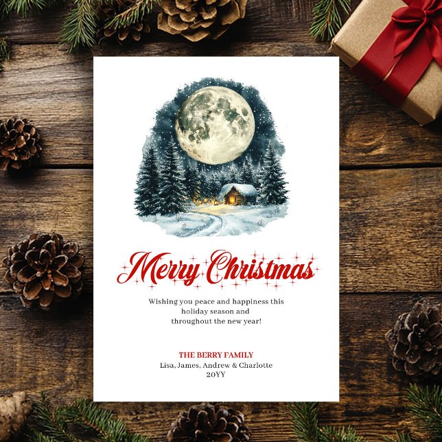 Tarjeta Festiva Whimsical Winter Scene Red Green Greeting Card (Whimsical Winter Scene Red Green Greeting Card)