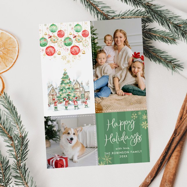 Tarjeta Festiva Whimsical Winter Village Happy Holidays 2 Photo (Subido por el creador)