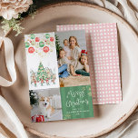 Tarjeta Festiva Whimsical Winter Village Merry Christmas 2 Photo<br><div class="desc">Comparte tus deseos más cálidos con esta tarjeta personalizada de 2 fotos de vacaciones que incluye vegetación de invierno festiva e iconos caprichosos. Es la manera perfecta de mostrar tus recuerdos familiares favoritos. Nota: Arriba - Foto vertical preferida y para abajo - Foto horizontal preferida (puede usar la herramienta Recorte...</div>