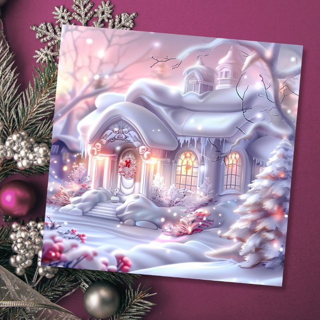 Tarjeta Festiva Whimsical Winter Wonderland House Navidades (Subido por el creador)