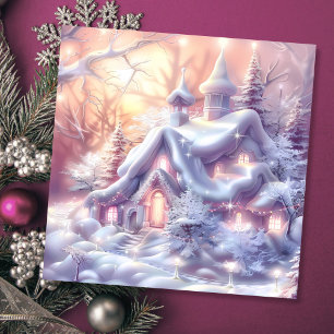 Tarjeta Festiva Whimsical Winter Wonderland House Navidades