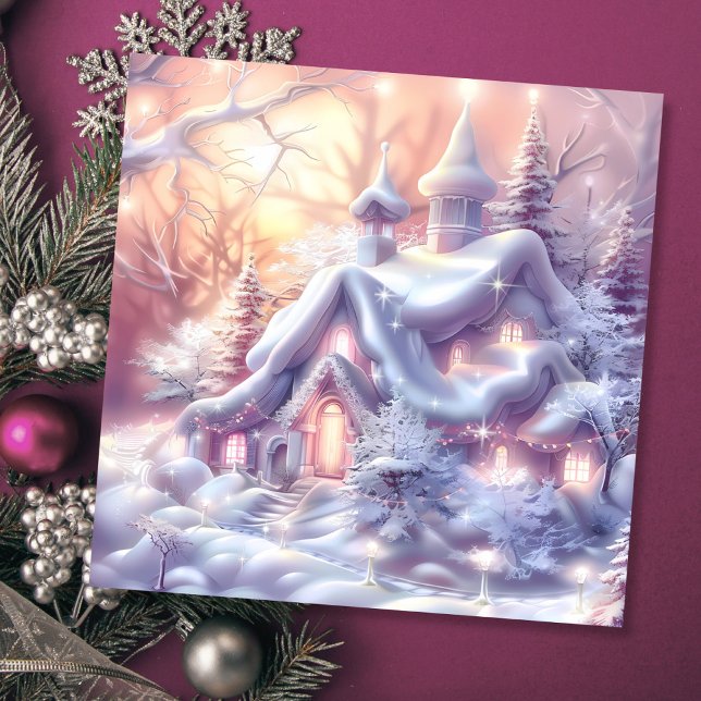 Tarjeta Festiva Whimsical Winter Wonderland House Navidades (Subido por el creador)