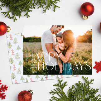 Tarjeta Festiva Whimsy Happy Holidays Moderno Full Photo