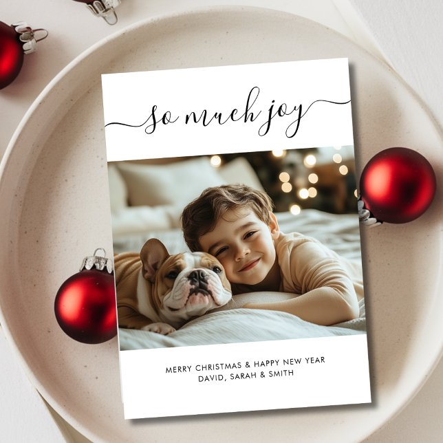 Tarjeta Festiva Whimsy Script Mucha Alegría Por La Foto Perro De L (Subido por el creador)