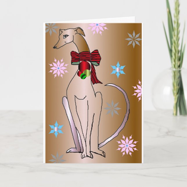 Tarjeta Festiva Whippet-Animal de vacaciones (Anverso)