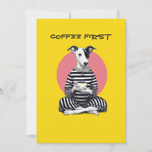 Tarjeta Festiva Whippet Coffee Time – Perro Vintage Caprichoso