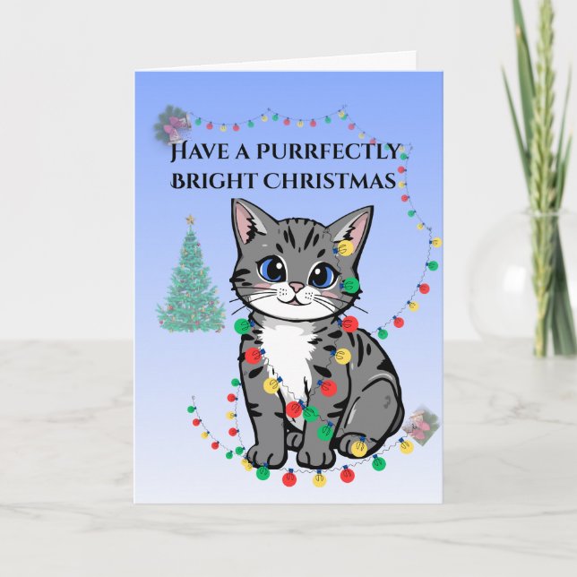Tarjeta Festiva Whisker Holiday Blessings Folded Holiday Card (Anverso)
