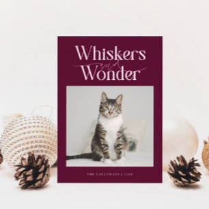 Tarjeta Festiva Whiskers y Navidades de Cranberry de fotos de gato