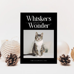 Tarjeta Festiva Whiskers y Wonder Cat Photo Black Navidades