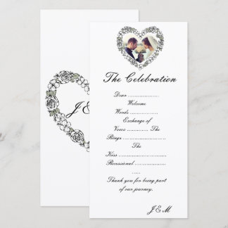 Tarjeta Festiva White and Black Wedding Program & Celebration 