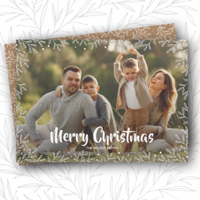 Tarjeta Festiva White Botanical Christmas Photo (Subido por el creador)
