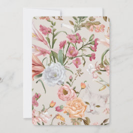 Tarjeta Festiva White Cats Pink Roses Floral Flat Thank You Card