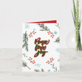 Tarjeta Festiva White Christmas Card with Holly & Snow