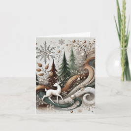 Tarjeta Festiva White deer Folded Holiday Card