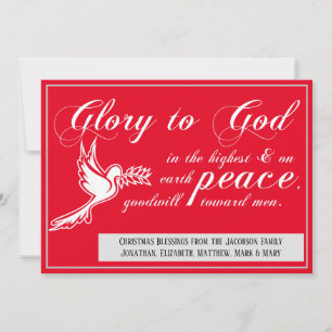 Tarjeta Festiva White Dove Peace On Earth Luke 214 Navidades Verse