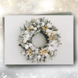 Tarjeta Festiva White Gold Wreath Christmas