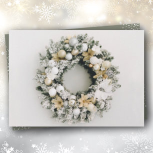 Tarjeta Festiva White Gold Wreath Christmas