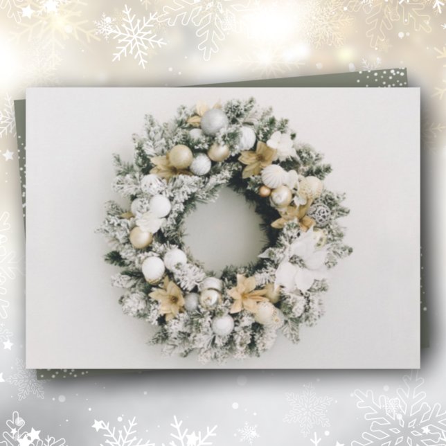 Tarjeta Festiva White Gold Wreath Christmas (Subido por el creador)