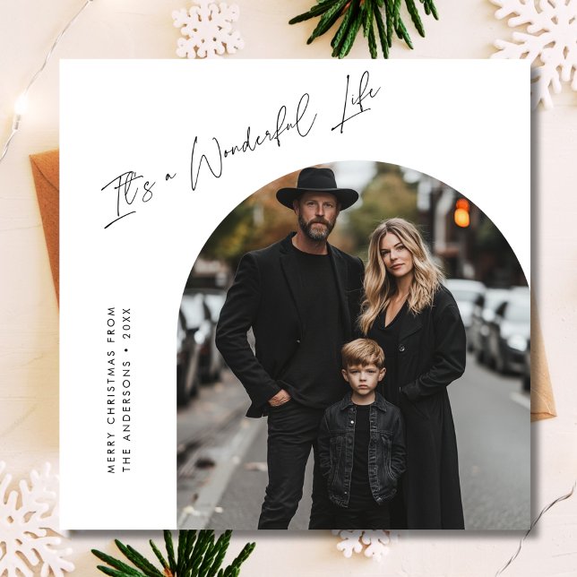 Tarjeta Festiva White It's a Wondear life Navidades Arch Photo (Subido por el creador)
