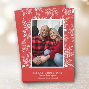 Tarjeta Festiva White Merry Christmas Red Photo