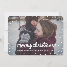 Tarjeta Festiva White Merry Christmas Typography Simple Photo