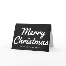 White on Black Retro Script Merry Christmas