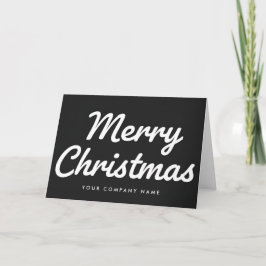 Tarjeta Festiva White on Black Retro Script Merry Christmas