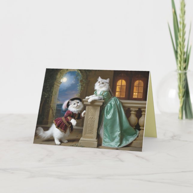 Tarjeta Festiva White Persian Cat Valentine Card (Anverso)