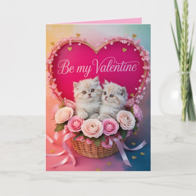Tarjeta Festiva White Persian Cat Valentine's Day Card (Anverso)